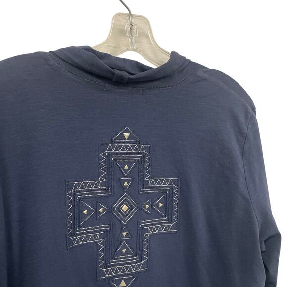 Pendleton Long Sleeve Open Front Southwestern Stitched Sling Navy Blue Large - Picture 2 of 7